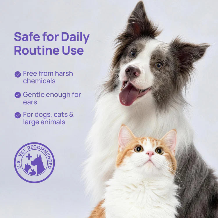 Toallitas suaves para limpiar los oídos de perros y gatos