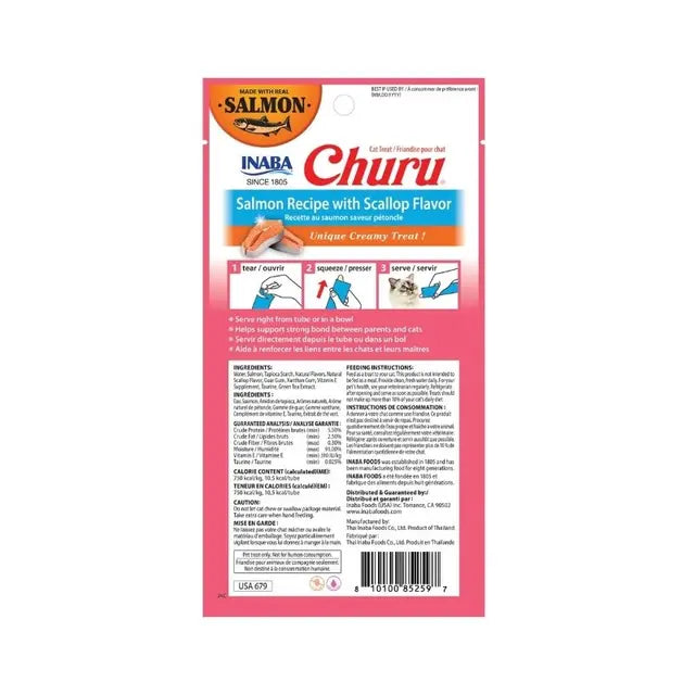 CHURU Tube Alimento p/Gato Salmon Recipe (4ct)