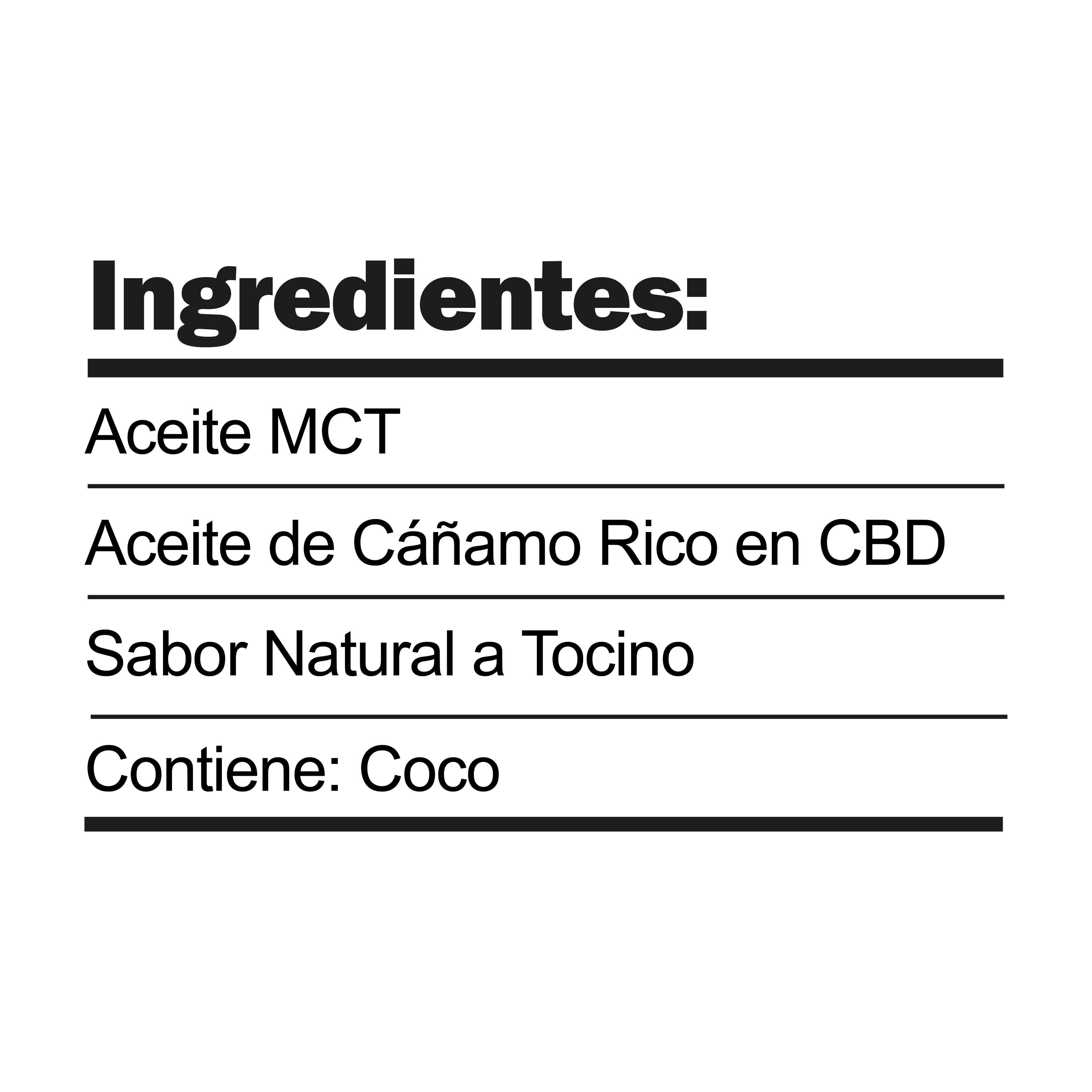 CBDfx Informacion Nutrimental Pets Bacon Flavored