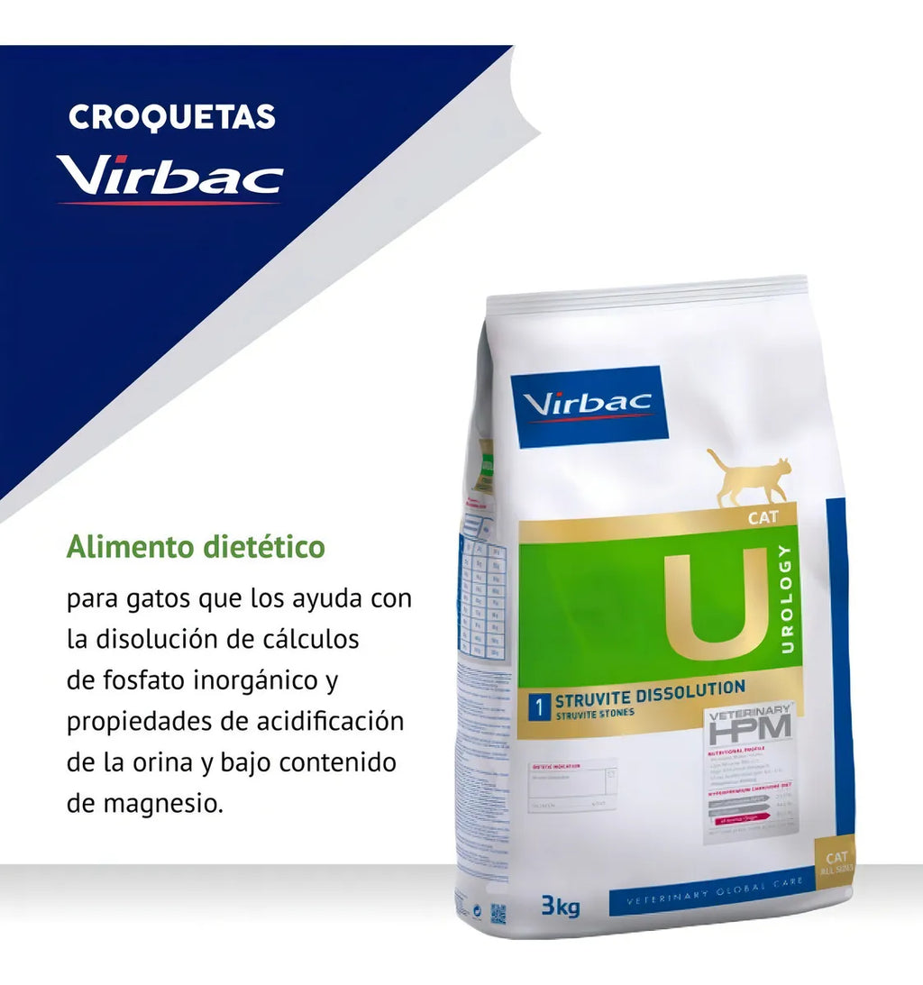 Virbac HPM Alimento p/Gato Urinario Struvite Dissolution Fase 1 (3kg.)