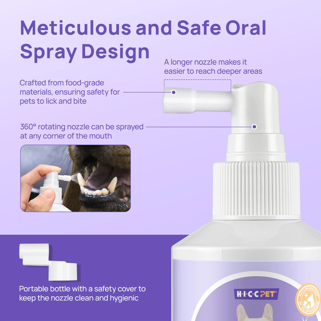 Spray dental para el cuidado bucal de perros y gatos