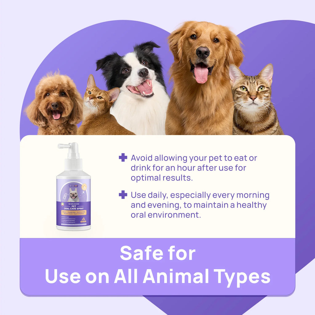 Spray dental para el cuidado bucal de perros y gatos
