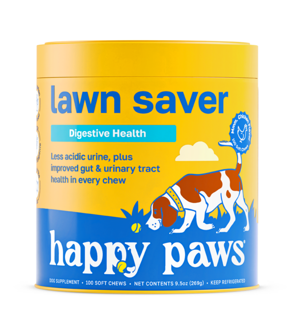 Suplemento Lawn Saver masticable para perros, formulado para prevenir manchas de orina en el césped